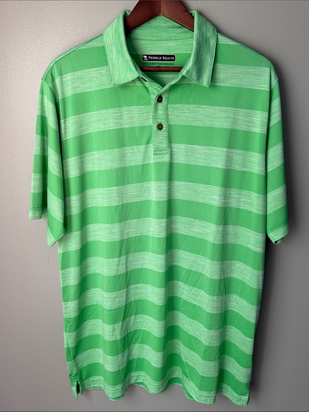 Pebble Beach Men’s Lime Green Horizontal Stripe Polo
